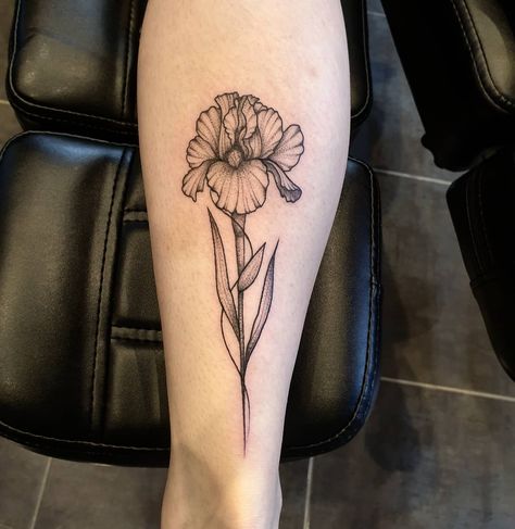 White Iris Tattoo, Iris Forearm Tattoo, Iris Flower Tattoo Outline, Iris Tattoo Fine Line, Minimalist Iris Flower Tattoo, Black Iris Tattoo, Iris Flower Fine Line Tattoo, Tattoo Of Iris Flower, Iris Flower Tattoo Black