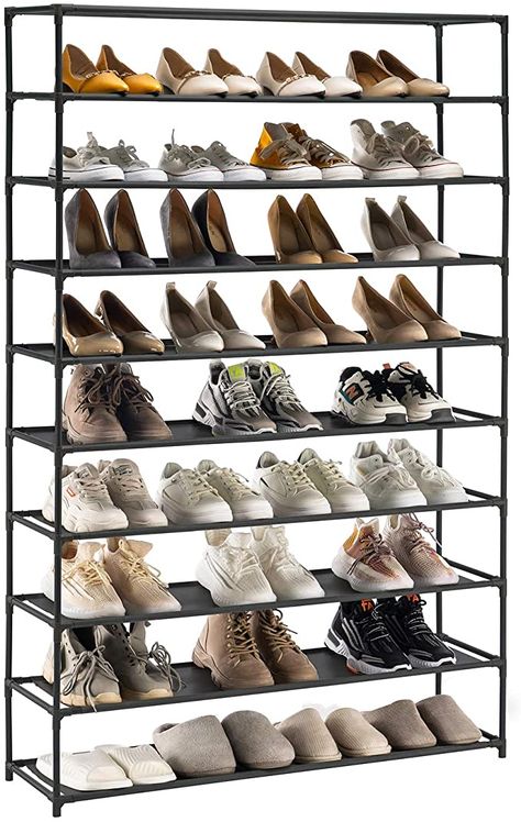 AmazonSmile: YOUDENOVA Shoe Rack Organizer with 10 Tiers, for up to 50 Pairs of Shoes, Vertical Large Shoe Rack with Removable, Water, Dust & Oil Resistant Shelves, Stackable Shoe Rack for Boot & Shoe Storage (Black) : Home & Kitchen Shoe Rack Hallway, 50 Pair Shoe Rack, Boot Shoe Rack, Black Shoe Rack, Large Shoe Rack, Plastic Store, Shoe Rack Organizer, Metal Shoe Rack, Stackable Shoe Rack