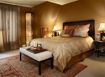 Benjamin Moore's wall paint comes in a variety of interior colors to produce a luxurious, tranquil look to any room. Neutral Bedroom Paint, Warm Bedroom, Gold Bedroom, Brown Bedroom, Brown Paint, Brown Walls, Bedroom Walls, Bedroom Retreat, Bedroom Paint Colors