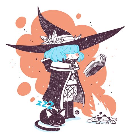 Cute Witch Illustration, Magic Illustration, Witch Illustration, Cat Magic, Witch Characters, Under Your Spell, Witch Cat, Halloween Illustration, Witch Art