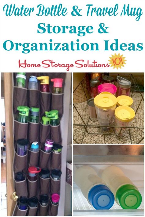 Here are ideas for water bottle storage and organization that are practical and work for real people. Kitchen Cabinet Storage Solutions, Water Bottle Organization, Cabinet Storage Solutions, Mug Storage, Kitchen Cabinet Organization Ideas, Water Bottle Storage, Olive Garden, Home Storage Solutions, Bottle Storage