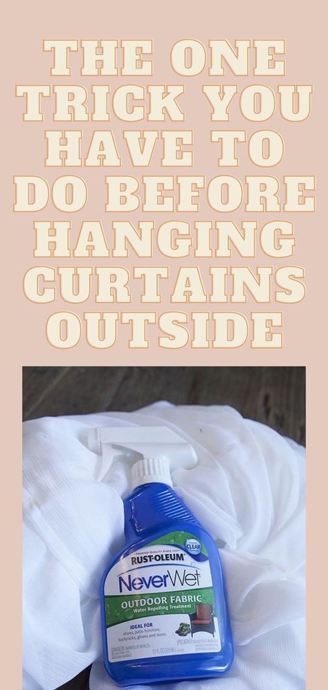 A very easy way to keep your outdoor curtains fresh - do this before you hang them! Weighted Outdoor Curtains, Floating Outdoor Curtains, Back Patio Curtains Outdoor Drapes, Garden Curtains Outdoor Spaces, Diy Porch Curtains Outdoor Drapes, Curtains For Outdoor Patio, How To Hang Patio Curtains, Patio Drapes Outdoor, Diy Outdoor Curtains Waterproof