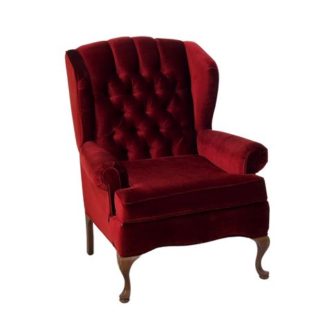 Quentin Chair Red Chair Living Room, Burlesque Decor, Emo Room Ideas, Round Chairs, Emo Room, Vintage Wingback Chair, Red Velvet Chair, Red Accent Chair, Fancy Chair