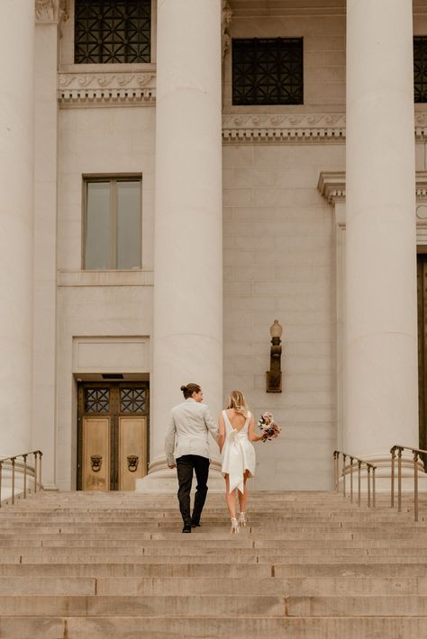 Host a Darling Denver Elopement at Le Méridien Denver Downtown Elopement City Hall, Denver Downtown, Couple Adventure, Elopement City, Couples City, Denver Elopement, Just Married Sign, City Couple, City Hall Elopement