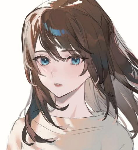 Cartoon Pfp Brown Hair Blue Eyes, Brown Hair Anime Female Pfp, Black Hair Blue Eyes Anime Female, Brown Hair Blue Eyes Girl, Anime Brown Hair, Black Hair Blue Eyes, Blue Eyed Girls, Brown Hair Blue Eyes, Girl With Brown Hair