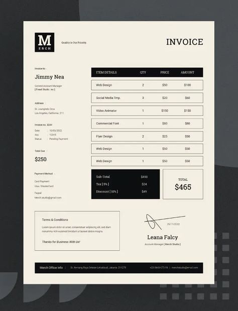 Invoices Design, Cute Document Design, Minimalist Invoice Design, Design Invoice, Invoice Graphic Design, Bill Design, Cute Invoice Design, Quotation Design, A4 Design