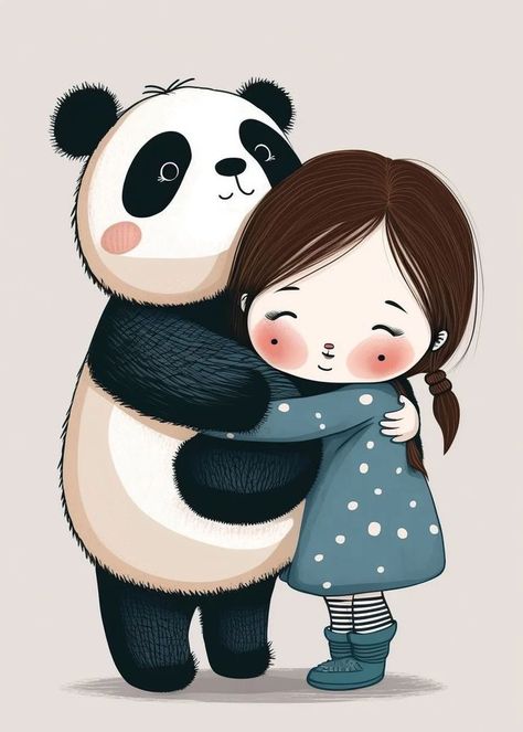 Panda Illustration Cute, Panda Dp, Cute Panda Art, Panda And Bear, Cute Hugs, Panda Pictures, Cute Dps, Hug Pictures, Cute Panda Drawing