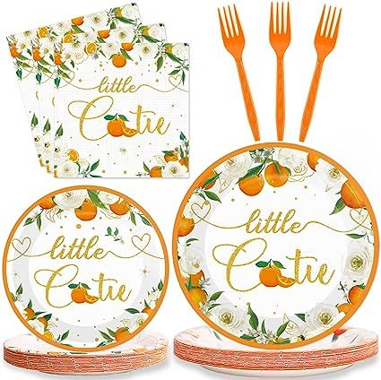 Amazon.com: ZOIIWA Little Cutie Baby Shower Decorations Plates And Napkins Orange Tableware Little Cutie Orange Disposable Paper Plates Tangerine For Hey Cutie Birthday Themed Party Decorations Supplies 24Guests : Home & Kitchen Cutie Is On The Way, Fruit Birthday Party, Baby Shower Plates, Glow Birthday Party, Disco Party Decorations, Fruit Birthday, Orange Baby Shower, Baby Shower Party Supplies, Party Plates