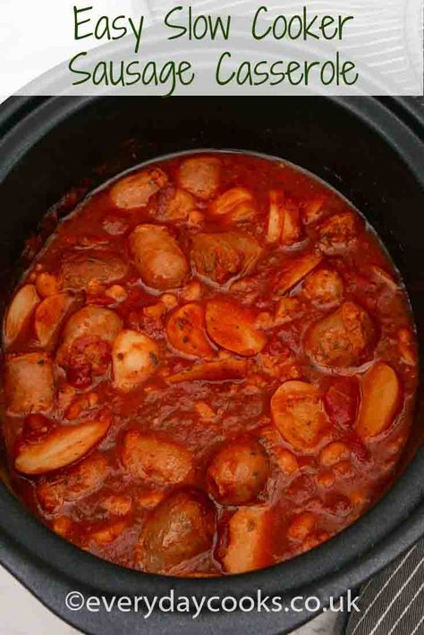 Sausage Casserole Slow Cooker, Slow Cooker Sausage Recipes, Sausage Slow Cooker, Slow Cooker Sausage, Slow Cooker Casserole, Sausage Casserole, Slow Cooker Dinner, Savoury Recipes, Crockpot Recipes Slow Cooker