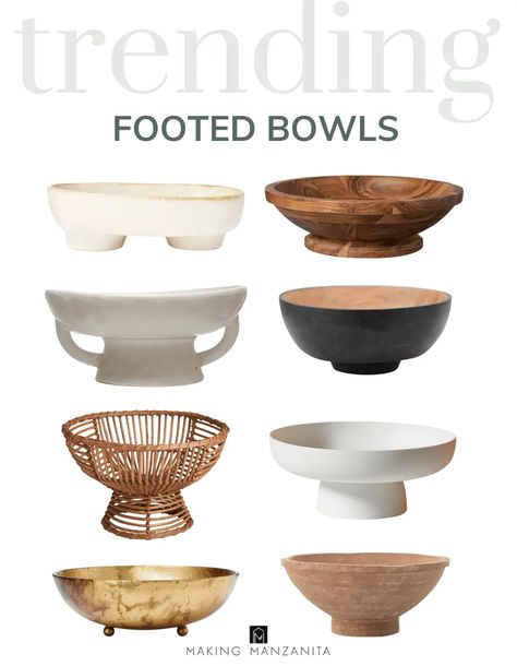 Are you loving the footed bowl trend? Make your own easy DIY pedestal bowl in just 5 minutes for less than $5! Pedestal Bowl Diy, Footed Bowl Decor, Ceramic Feet For Bowls, Footed Bowl, Ceramic Pedestal Bowl, Footed Fruit Bowl, Diy Pedestal, Wood Bowls, Wooden Bowls