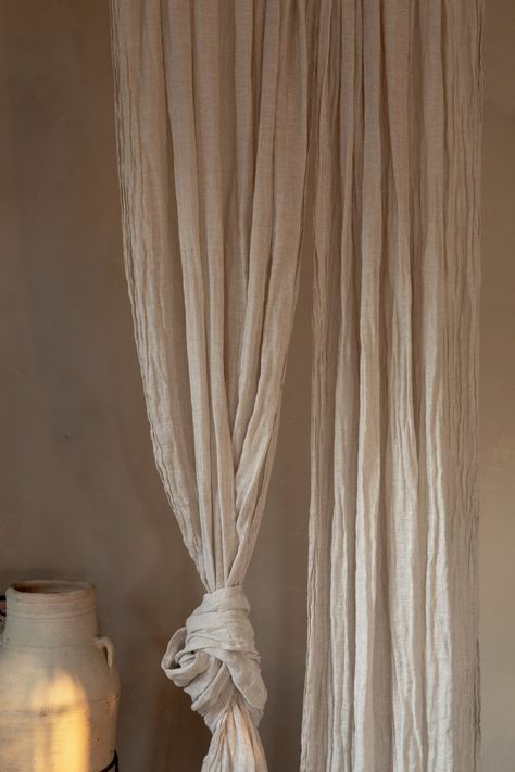 Sheer Closet Curtains, Muslin Curtains Living Room, Cheese Cloth Curtains, Muslin Curtains Diy, Shower Curtain Photoshoot, Single Curtain Panel On Window, White Linen Curtains Living Room, Organic Curtains, Flowy Curtains