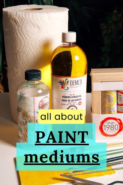 As an experienced painter, I can't stress enough how important paint mediums are. That's why I've written a beginner's guide to oil paint mediums, watercolour mediums and acrylic paint mediums. Discover how to use mediums to extend drying time, add texture, change the sheen of your painting, and more! Oil Paint Mediums, Oil Painting Mediums, How To Thicken Acrylic Paint, Painting Mediums, Acrylic Paint Mediums, Paint Mediums, Oil Painting Lessons, Homemade Paint, How To Make Oil