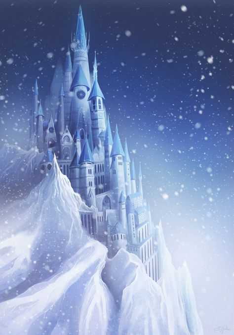 Ice Palace Fantasy Art, Svtfoe Oc, Magical Room, Ice Palace, Cute Blue Wallpaper, Heaven Art, Ice Castles, Castle Art, Fairytale Illustration