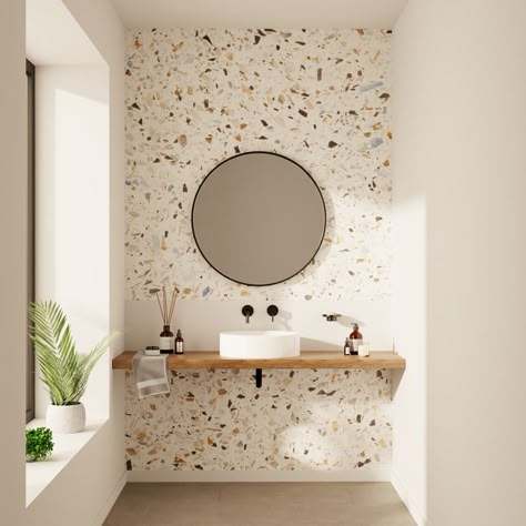 Bathrooms Styles, Terrazzo Bathroom Wall, Terrazzo Toilet, Terrazzo Bathroom Design, Brown Terrazzo, Vibe Bathroom, Terazzo Floor, Terrazzo Bathroom, Small Toilet Room