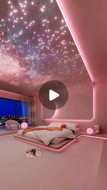 Starry Sky Ceiling, Flat Ceiling Lights, Galaxy Bedroom, Cloud Ceiling, Sky Ceiling, Bedroom Theme, Sky Design, Modern Light, Tropical Art