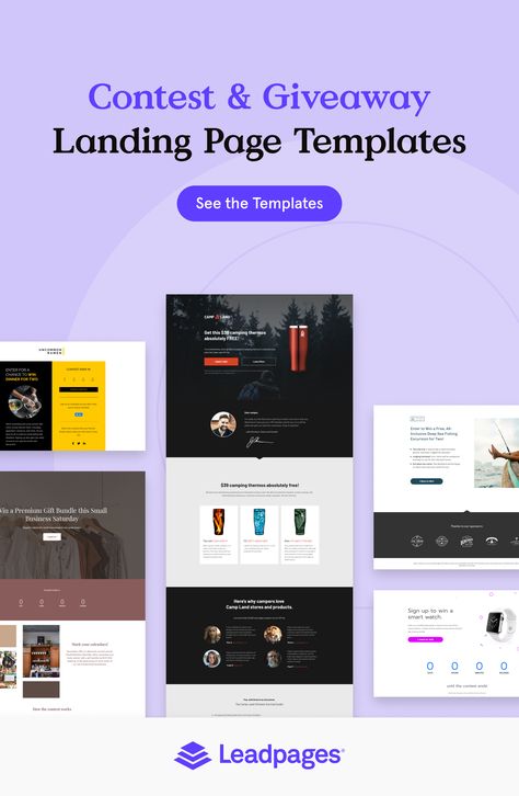 Contest & Giveaway Landing Page Templates Product Landing Page Design, Product Landing Page, Landing Page Examples, Prize Giveaway, Web Design Graphic, Homepage Design, Small Business Saturday, Landing Pages, Giveaway Contest