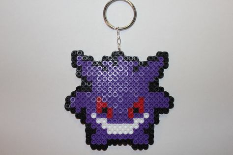 Gengar Beads Pattern, Gengar Perler Beads, Gengar Perler, Hama Beads Pokemon, Pony Bead Projects, Pokemon Perler Beads, Pearl Beads Pattern, Beads Pattern, Hamma Beads