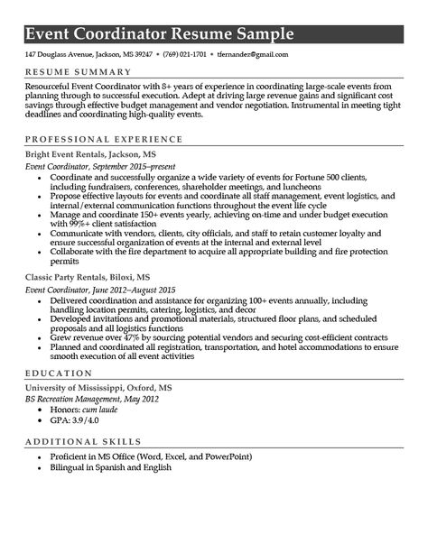 Event Coordinator Resume, Event Planner Resume, Resume Summary, Functional Resume, Online Resume, Event Specialist, Resume Builder, Manager Resume, Job Interview Tips