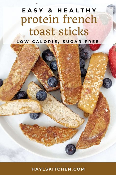 French Toast Sticks Recipe, Protein French Toast, Healthy French Toast, Healthy High Protein Breakfast, Vegan French Toast, High Protein Desserts, French Toast Sticks, Protein Bread, Dairy Free Chocolate Chips