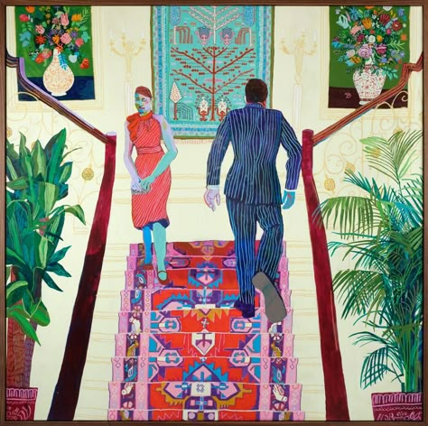 Andy Dixon 'Grande Foyer' from The Luxury of Observing Luxury exhibition Luxury Exhibition, Andy Dixon, Billboard Ideas, Arte Popular, Interior Art, Figurative Art, Oil Pastel, Painting Inspiration, Amazing Art