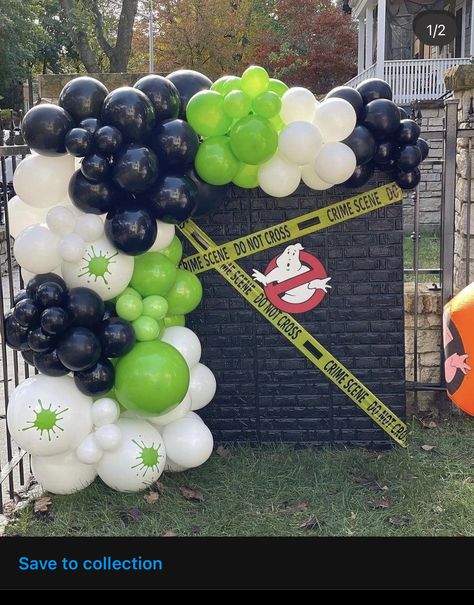 Ghostbusters Balloon Garland, Ghost Busters Halloween Decor, Ghostbusters Party Decorations, Ghostbusters Halloween Party, Ghost Busters Party Ideas, Ghost Buster Birthday Decorations, Ghostbuster Decorations, Ghostbusters Theme Party, Ghostbusters Birthday Party Decorations