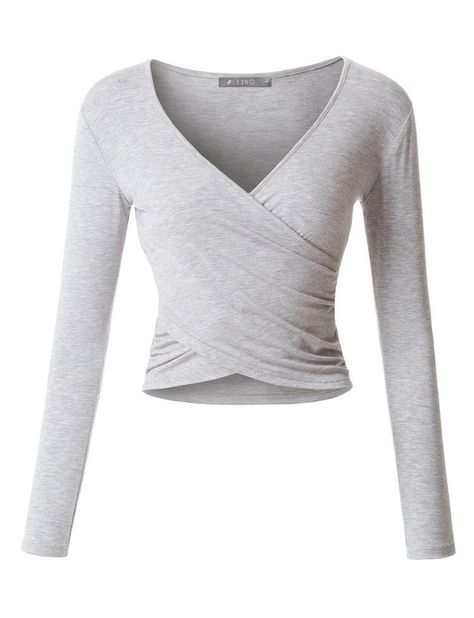 Ballet Top, Stretchy Crop Tops, Stockholm Fashion, Long Sleeve Crop, Grey Top, Dream Clothes, Style Outfits, New Wardrobe, Look Cool