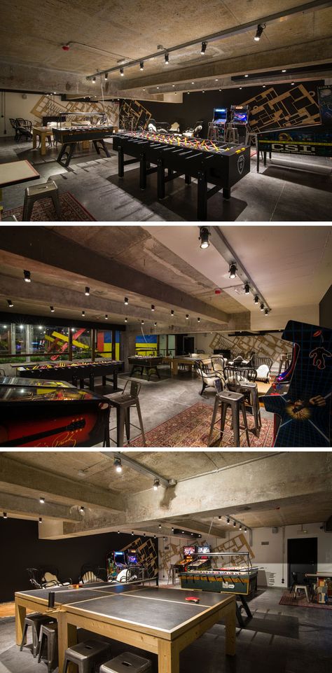 JAM hotel in Bruseels game room Large Games, Arcade Architecture, Stylish Home Office, Gaming Lounge, Arcade Room, Lounge Interiors, Username Ideas, Arcade Game Room, Hotel Room Design