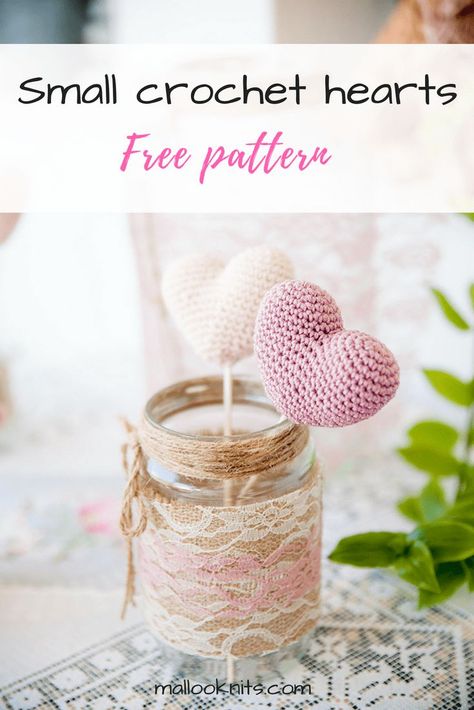 Crochet small hearts free pattern | wedding decoration Free Heart Crochet Pattern, Wedding Crochet Patterns, Handmade Wedding Decorations, Crochet Hearts, Tema Disney, Crochet Heart Pattern, Small Crochet, Crochet Wedding, Valentines Crochet