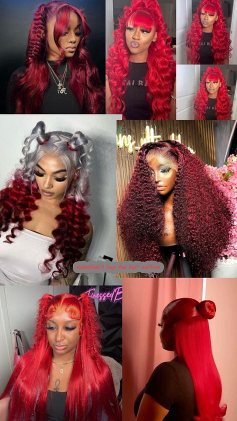 Different Red hair-hairstyles for Valentine’s Day. Valentine’s Day hairstyles with red hair. Black girl edition. Cute black girl Valentine’s Day hairstyles. Hairstyles With Red Hair, Day Hairstyles, Valentine Hair, Valentines Day Photos, Girls Valentines, Hair Black, Black Girls Hairstyles, Hair Designs, Cute Black