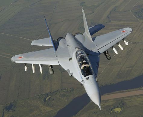 The Mikoyan MiG-35 is a Russian fighter aircraft that is a further development of the MiG-29M/M2 and MiG-29K/KUB fighters. It is classified as a 4++ generation jet fighter by Mikoyan. Mig 35, Russian Plane, Russian Fighter, Mig 29, Russian Air Force, Airplane Fighter, Fighter Pilot, Fighter Planes, Military Aircraft