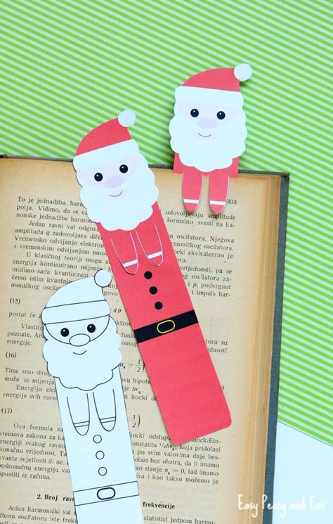 It’s time to get festive with a set of printable Santa bookmarks. These are wonderful even as gifts to friends and family members and as there is one that can be colored, your child can make a very unique design of their own. Christmas Bookmarks, Santa Crafts, Christmas Envelopes, Printable Bookmarks, Do Crafts, Christmas Origami, Fun Christmas Crafts, Crafts And Activities For Kids, Diy Bookmarks