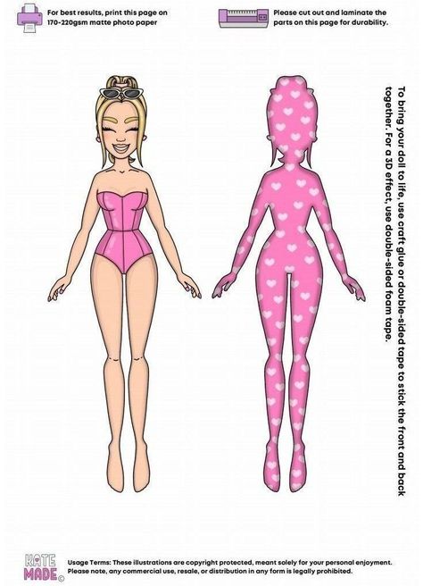 Katemade Doll, I'm A Barbie Girl, Kate Made, Hello Kitty Nails Art, Free Printable Paper Dolls, Friday Day, Paper Doll Printable Templates, Barbie Paper Dolls, Paper Dolls Clothing