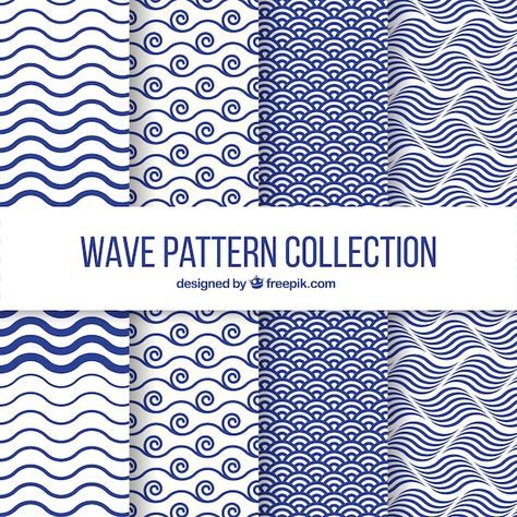 Motif Art Deco, Floral Upholstery, Watercolor Floral Pattern, Pattern Collection, Japanese Patterns, Wave Pattern, The Wave, Textile Patterns, Flat Design