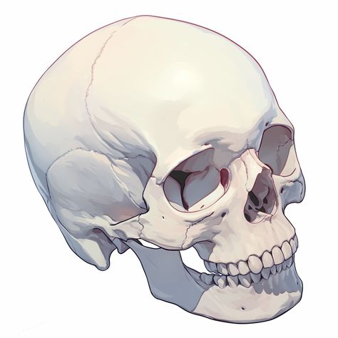 Skull Drawing Reference Sketch, Profile Skull, Holding Skull Reference, Skull Teeth, Skull Perspective Reference, Person Holding Skull, Human Skull Reference, Skull In Perspective, Skull Looking Down Reference