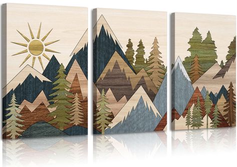 PRICES MAY VARY. Forest Mountain Wall Art Size: 12 x 16 inches,wrap the wooden frame with canvas, ready to hang. Mid Century Modern Wall Decor: Vintage Boho Mountain Painting Printed on high-quality gallery-quality canvas.Very textured and the colors are bright, just like the pictures show.This abstractwall art canvas are printed on canvas with high-quality fade resistant ink, which will not fade over time. Rustic Southwest farmhouse wall decor can be hung in bedrooms, living rooms, It is a good Southwest Farmhouse Decor, Southwest Farmhouse, Southwest Artwork, Camping Wall Art, Mid Century Modern Wall Decor, Boho Mountain, Boho Painting, Mountain Painting, Mid Century Wall Art