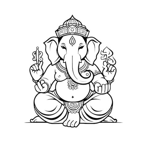 Ganpati Line Drawing, Ganpati Outline Drawing, Ganesha Coloring Page, Ganesh Line Drawing, Ganesha Chaturthi Drawing, Ganeshji Sketch, Ganpati Outline, Ganpati Line Art, Vinayaka Drawing