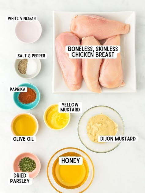 Honey And Mustard Chicken Recipe, Chicken Marinade Honey Mustard, Dijon Mustard Chicken Marinade, Mustard Honey Chicken, Chicken Mustard Recipes, Honey Mustard Marinade Chicken, Honey Chicken Recipe Easy, Baked Honey Chicken, One Pan Baked Chicken