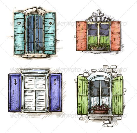 Set of Vintage Windows Hand Drawn  #GraphicRiver         Vintage window hand drawn set of vector drawings                     Created: 12 December 13                    Graphics Files Included:   JPG Image #Vector EPS                   Layered:   No                   Minimum Adobe CS Version:   CS             Tags      antique #architecture #art #building #classical #curtain #decorative #design #drawing #europe #exterior #facade #home #house #illustration #isolated #jalousie #old #plant #residen Window Sketch, Antiques Repurposed, Window Illustration, Crystal Drawing, Window Drawing, Vintage Window, Hand Drawn Vector Illustrations, Vintage Windows, House Drawing