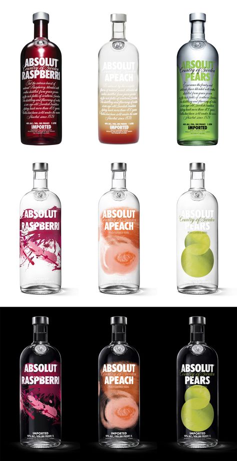 Brand New: New Packaging for Absolut Vodka Flavours by The Brand Union Sport Packaging, Packaging Redesign, Vodka Packaging, Beer Label Design, Pernod Ricard, Packaging Template Design, Premium Vodka, Packaging Template, Absolut Vodka