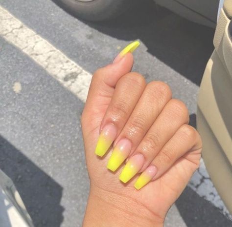 @Truubeautys ✨❕ Yellow Ombré Nails, Mexican Nails, Faded Nails, Yellow Nails Design, Ombré Nails, Airbrush Nails, Cute Acrylic Nail Designs, Classy Acrylic Nails, Neon Nails