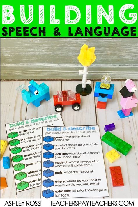 Expanding Expression Tool, Lego Therapy, Speech And Language Activities, Speech Crafts, Speech Therapy Crafts, Used Legos, Slp Activities, Receptive Language, Speech Therapy Materials