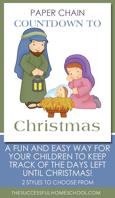 Paper Chain Countdown, Nativity Theme, Teen Devotional, Christmas Paper Chains, Free Educational Printables, Free Homeschool Printables, The Last Day Of School, Paper Chain, Coloring Printables