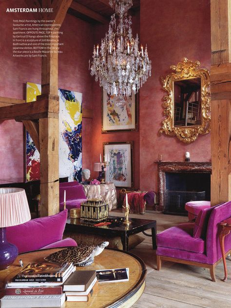 Cool Chic Style Fashion: AMSTERDAM in VOGUE | Artist in residence | Trudy Derksen Classic Wainscoting, Limewash Paint, Deco Rose, Eclectic Interior, Boho Interior, Maximalism, Hollywood Regency, Home Fashion, Siena