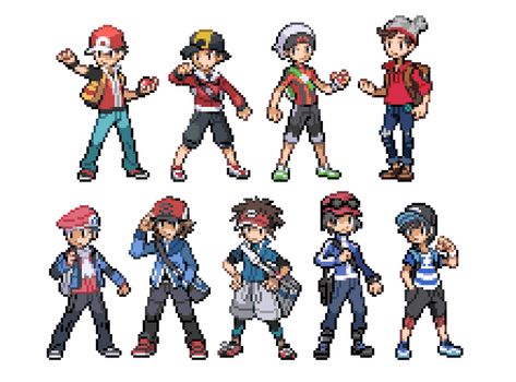 hyo on Twitter: "finished victor's sprite! are you on team red or team blue? https://t.co/R4yEGtoQpC" / Twitter Pokemon Trainer Pixel Art, Pokemon Pixel Sprites, Pokemon Characters Trainers, Pokemon Trainer Sprites, Pokemon Protagonists, Pokémon Sprites, Pokemon Pixel Art, Red Pokemon, Pokemon Trainer Red