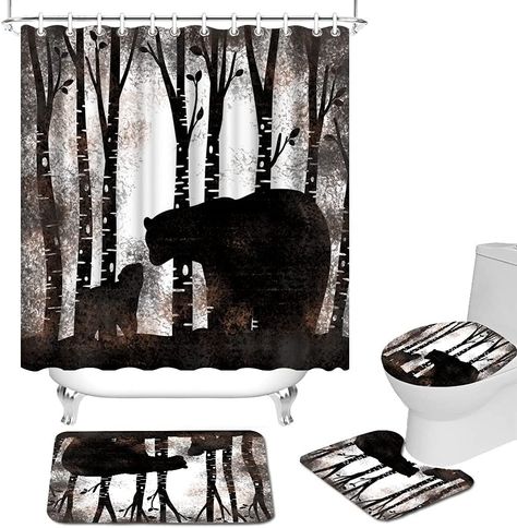 Curtain Sets, Shower Curtain Sets, Bathroom Decor, Shower Curtain, Free Delivery, Farmhouse, Cabin, Forest, Shower