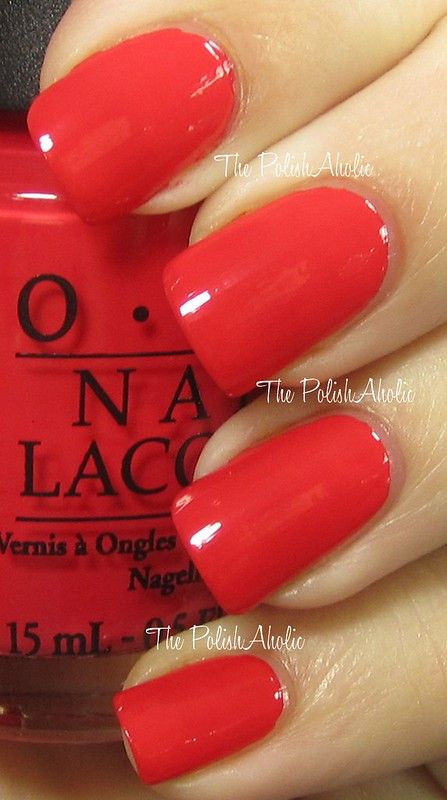 OPI Red Lights Ahead...Where? | JenPolishAholic | Flickr Opi Summer Colors, Pink Gel Polish, Opi Red, Neat Nails, Opi Polish, Spring Red, Pretty Orange, Red Lights, Fingernail Polish