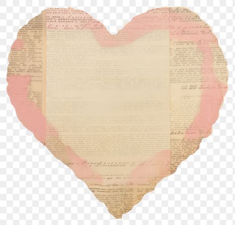 Ripped Newspaper Aesthetic, Vintage Collage Elements, Heart Newspaper, Love Collage Aesthetic, Heart Shape Png, Rip Paper, Newspaper Vintage, Aesthetic Pngs, Shape Png