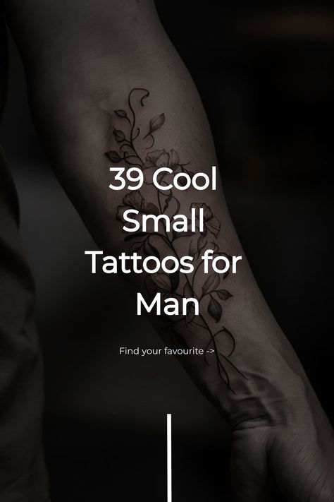 39 Cool Small Tattoos for Man Minimalist Tattoo Unique, Minimalist Back Tattoo For Men, Basic Men Tattoo, First Tattoo Men Ideas, Simple Men Tattoos Arm, Good Forearm Tattoos For Men, Subtle Neck Tattoo Men, Small Tree Tattoo For Men, Family Names Tattoos For Men