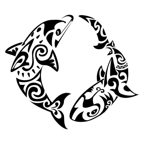 Tribal Dolphin Shark...this but with orca instead of shark Tattoo Maori Perna, Pisces Tattoo Designs, Dolphin Tattoo, Protection Tattoo, Dolphins Tattoo, Maori Tattoos, Pisces Tattoos, Marquesan Tattoos, Maori Tattoo Designs