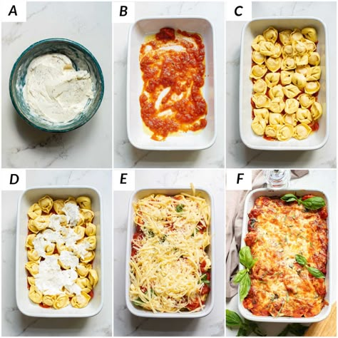 Baked Tortellini Casserole - Recipes From A Pantry Meal Train Pasta Bake, Artichoke Tortellini Bake, Tortellini Bake With Ricotta, Tortellini Oven Bake, Tortilini Bake Recipes, Make Ahead Tortellini Bake, Premade Tortellini Recipes, Easy Baked Tortellini Casserole, Baked Cheese Tortellini Recipes